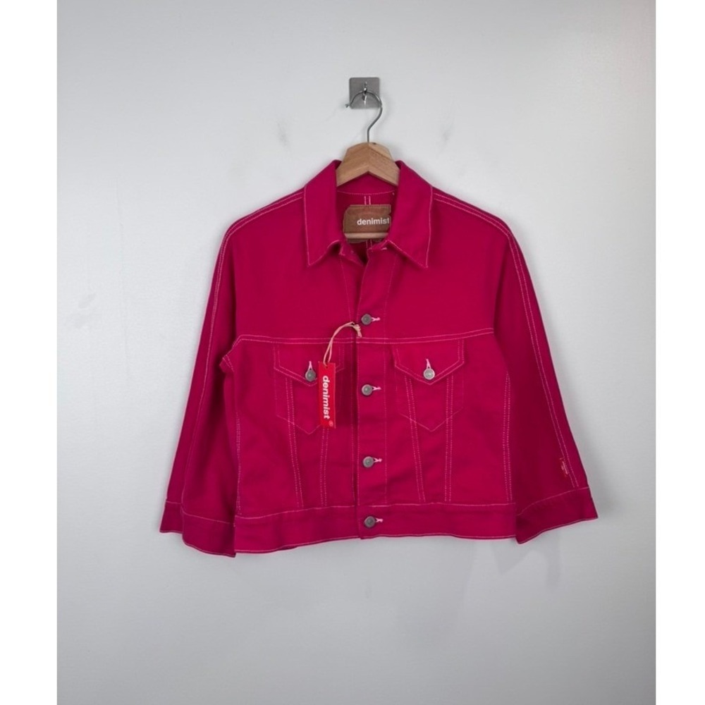 NWT Denimist Moore Trucker Jacket Pink Denim Contrast Stitch Women Size XS
